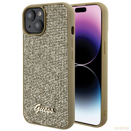 Guess nakładka do iPhone 15 6,1" GUHCP15SPMSDGSD złota HC PU Disco Script Metal