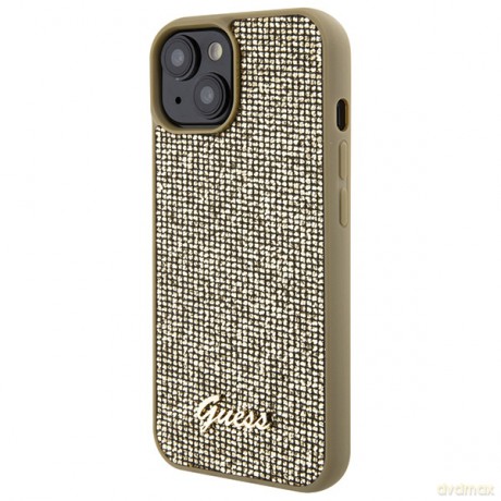 Guess nakładka do iPhone 15 6,1" GUHCP15SPMSDGSD złota HC PU Disco Script Metal