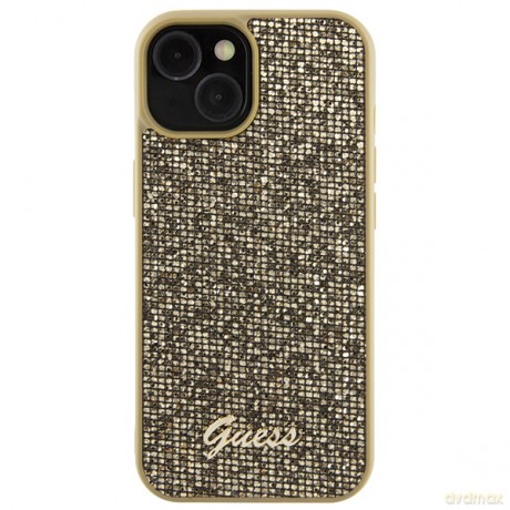 Guess nakładka do iPhone 15 6,1" GUHCP15SPMSDGSD złota HC PU Disco Script Metal