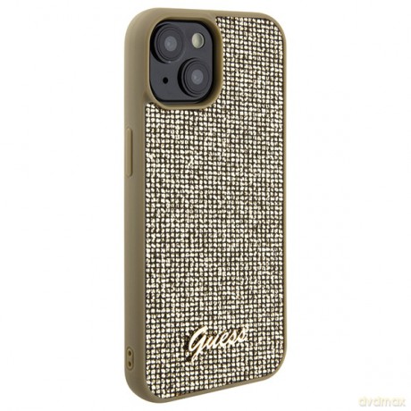 Guess nakładka do iPhone 15 6,1" GUHCP15SPMSDGSD złota HC PU Disco Script Metal