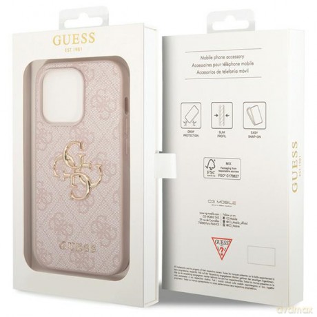 Guess nakładka do iPhone 15 Pro 6,1" GUHCP15L4GMGPI różowe HC PU Leather 4G Metal Logo