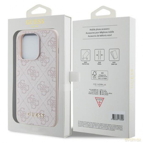 Guess nakładka do iPhone 15 Pro 6,1" GUHCP15LG4GFPI różowe HC PU 4G Metal Logo