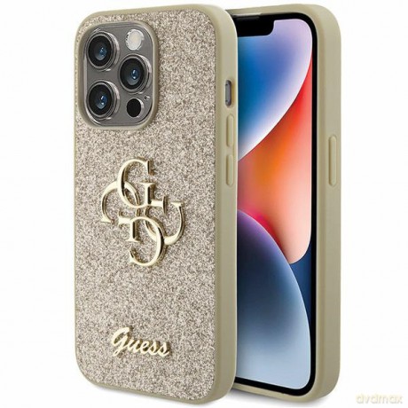 Guess nakładka do iPhone 15 Pro 6,1" GUHCP15LHG4SGD złota HC Fixed Glitter Big 4G