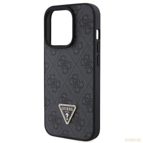 Guess nakładka do iPhone 15 Pro 6,1" GUHCP15LP4TDPK czarna HC PU Leather 4G Triangle Strass
