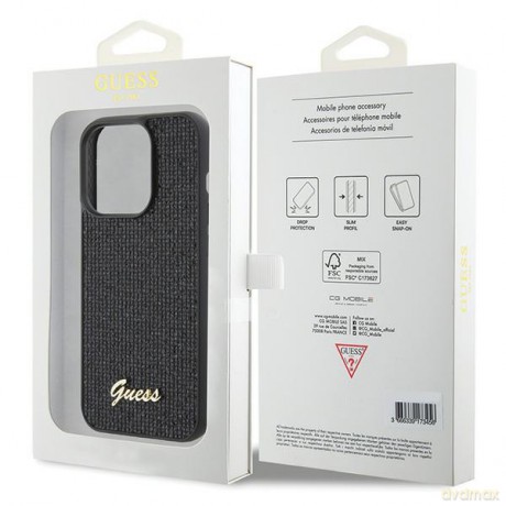 Guess nakładka do iPhone 15 Pro 6,1" GUHCP15LPMSDGSK czarna HC PU Disco Script Metal