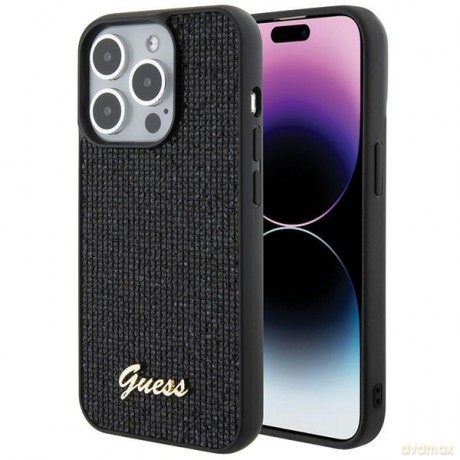 Guess nakładka do iPhone 15 Pro 6,1" GUHCP15LPMSDGSK czarna HC PU Disco Script Metal