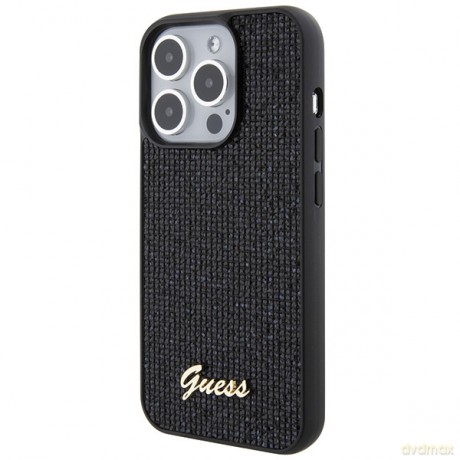 Guess nakładka do iPhone 15 Pro 6,1" GUHCP15LPMSDGSK czarna HC PU Disco Script Metal