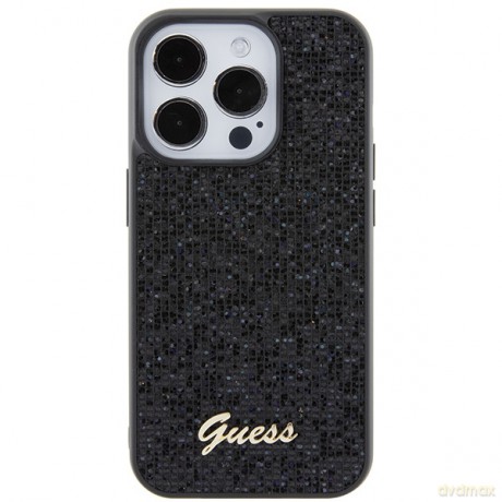 Guess nakładka do iPhone 15 Pro 6,1" GUHCP15LPMSDGSK czarna HC PU Disco Script Metal