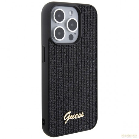 Guess nakładka do iPhone 15 Pro 6,1" GUHCP15LPMSDGSK czarna HC PU Disco Script Metal