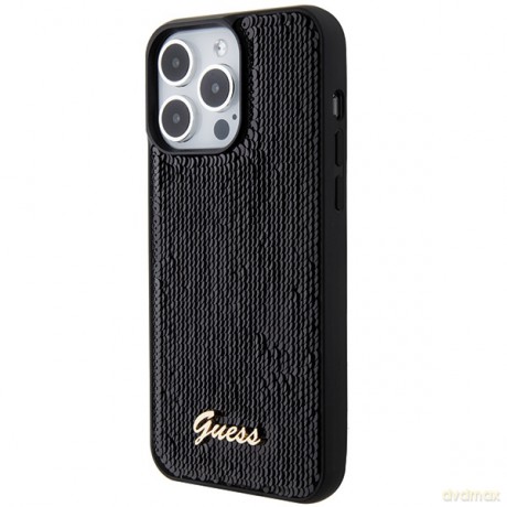 Guess nakładka do iPhone 15 Pro 6,1" GUHCP15LPSFDGSK czarna HC Sequin Script Metal