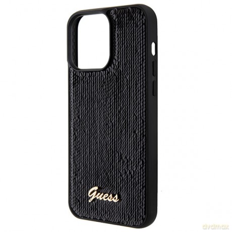 Guess nakładka do iPhone 15 Pro 6,1" GUHCP15LPSFDGSK czarna HC Sequin Script Metal