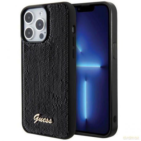 Guess nakładka do iPhone 15 Pro 6,1" GUHCP15LPSFDGSK czarna HC Sequin Script Metal