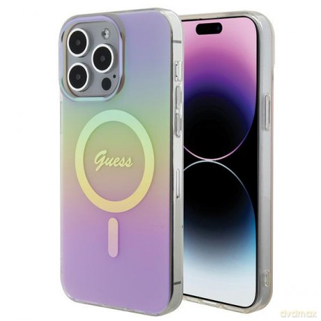 Guess nakładka do iPhone 15 Pro 6,1" GUHMP15LHITSP różowe HC IML Magsafe Iridescent