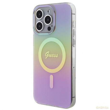 Guess nakładka do iPhone 15 Pro 6,1" GUHMP15LHITSP różowe HC IML Magsafe Iridescent