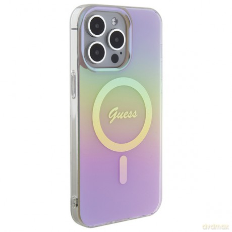 Guess nakładka do iPhone 15 Pro 6,1" GUHMP15LHITSP różowe HC IML Magsafe Iridescent
