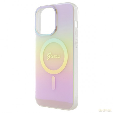 Guess nakładka do iPhone 15 Pro 6,1" GUHMP15LHITSP różowe HC IML Magsafe Iridescent