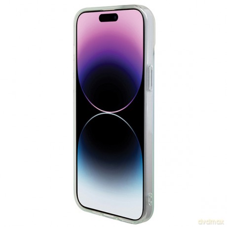 Guess nakładka do iPhone 15 Pro 6,1" GUHMP15LHITSQ turkusowa HC IML Magsafe Iridescent