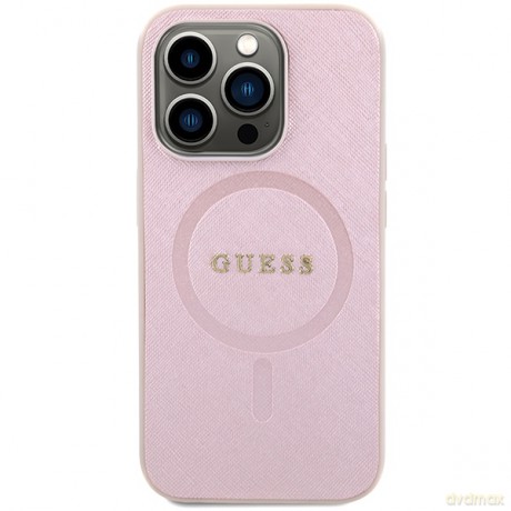 Guess nakładka do iPhone 15 Pro 6,1" GUHMP15LPSAHMCP różowe PU Saffiano Magsafe