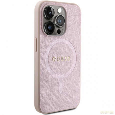 Guess nakładka do iPhone 15 Pro 6,1" GUHMP15LPSAHMCP różowe PU Saffiano Magsafe
