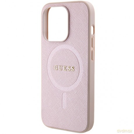 Guess nakładka do iPhone 15 Pro 6,1" GUHMP15LPSAHMCP różowe PU Saffiano Magsafe