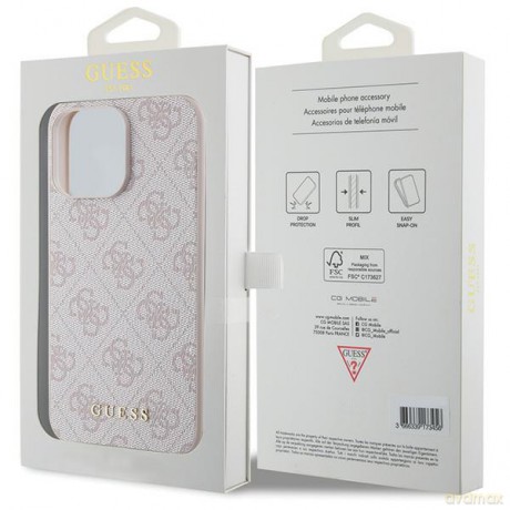 Guess nakładka do iPhone 15 Pro Max 6,7" GUHCP15XG4GFPI różowe HC PU 4G Metal Logo