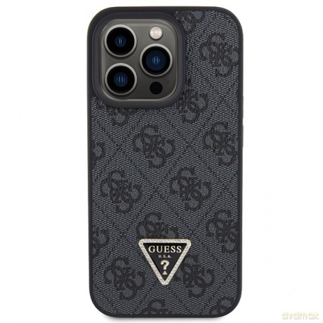 Guess nakładka do iPhone 15 Pro Max 6,7" GUHCP15XP4TDPK czarna HC PU Leather 4G Triangle Strass