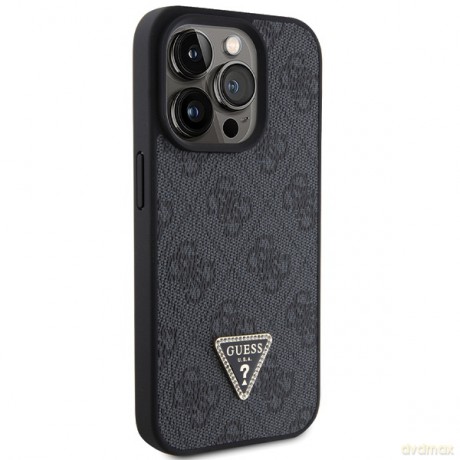 Guess nakładka do iPhone 15 Pro Max 6,7" GUHCP15XP4TDPK czarna HC PU Leather 4G Triangle Strass
