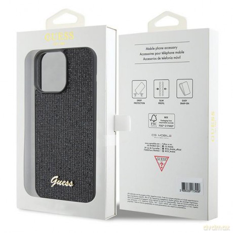 Guess nakładka do iPhone 15 Pro Max 6,7" GUHCP15XPMSDGSK czarna HC PU Disco Script Metal