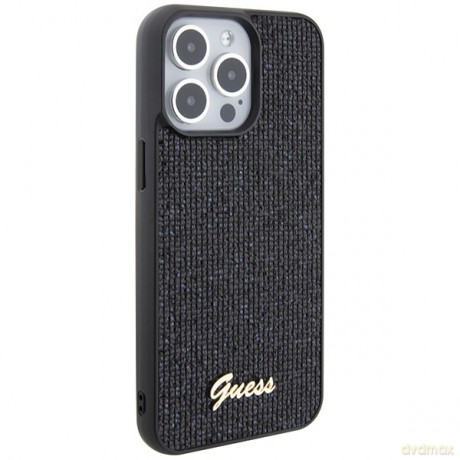 Guess nakładka do iPhone 15 Pro Max 6,7" GUHCP15XPMSDGSK czarna HC PU Disco Script Metal