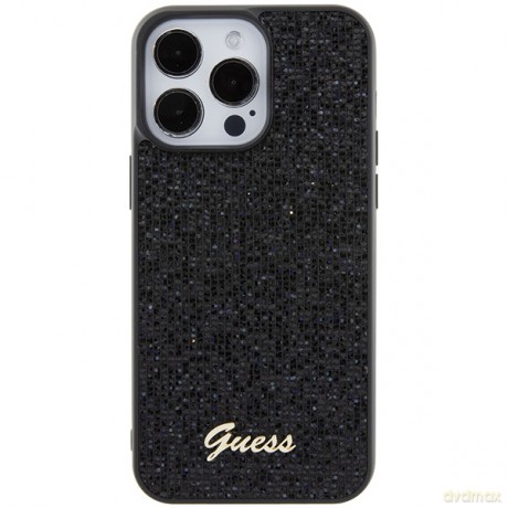 Guess nakładka do iPhone 15 Pro Max 6,7" GUHCP15XPMSDGSK czarna HC PU Disco Script Metal