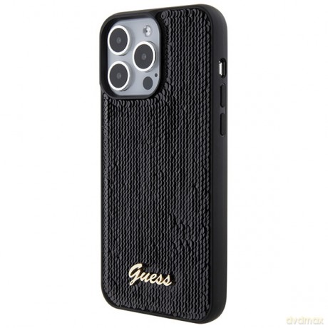 Guess nakładka do iPhone 15 Pro Max 6,7" GUHCP15XPSFDGSK czarna HC Sequin Script Metal
