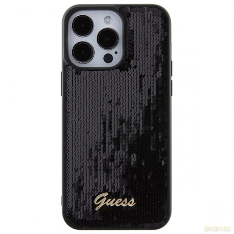 Guess nakładka do iPhone 15 Pro Max 6,7" GUHCP15XPSFDGSK czarna HC Sequin Script Metal