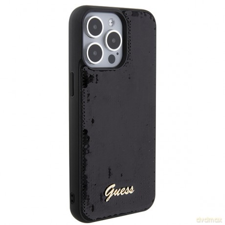 Guess nakładka do iPhone 15 Pro Max 6,7" GUHCP15XPSFDGSK czarna HC Sequin Script Metal