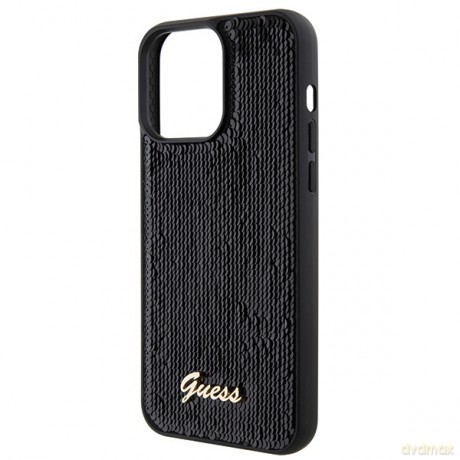 Guess nakładka do iPhone 15 Pro Max 6,7" GUHCP15XPSFDGSK czarna HC Sequin Script Metal