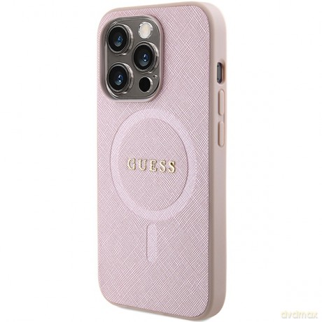 Guess nakładka do iPhone 15 Pro Max 6,7" GUHMP15XPSAHMCP różowe PU Saffiano Magsafe