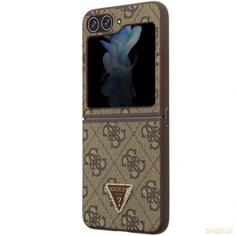 Guess nakładka do Samsung Z Flip5 GUHCZF5P4TDPW czarna Leather 4G Triangle Strass