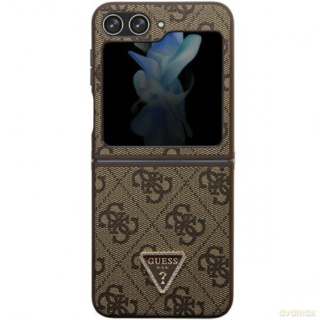 Guess nakładka do Samsung Z Flip5 GUHCZF5P4TDPW czarna Leather 4G Triangle Strass