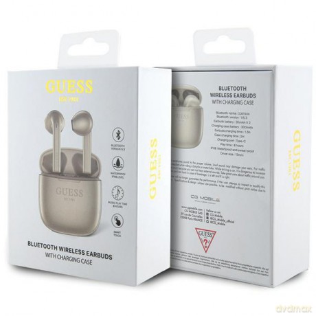 Guess słuchawki bluetooth TWS + stacja dokująca GUTWST26PSD złote Classic EST Logo