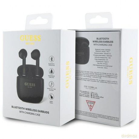 Guess słuchawki bluetooth TWS + stacja dokująca GUTWST26PSK czarne Classic EST Logo