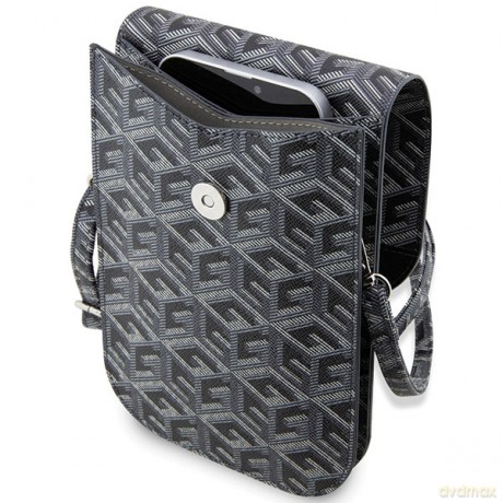 Guess torba na telefon GUWBHGCFSEK czarna Wallet Gcube Stripe