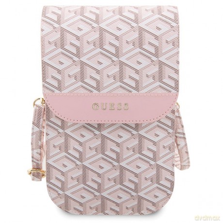 Guess torba na telefon GUWBHGCFSEP różowa Wallet Gcube Stripe