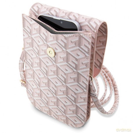 Guess torba na telefon GUWBHGCFSEP różowa Wallet Gcube Stripe
