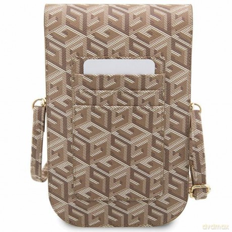 Guess torba na telefon GUWBHGCFSEW brązowa Wallet Gcube Stripe