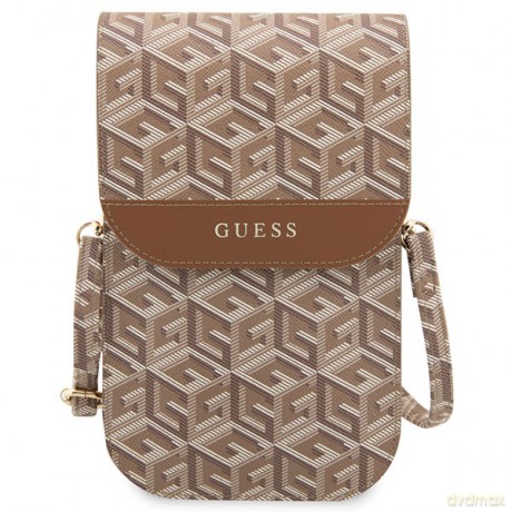 Guess torba na telefon GUWBHGCFSEW brązowa Wallet Gcube Stripe