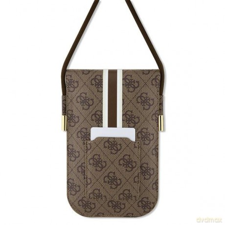 Guess torebka na telefon GUOWBP4RPSW brązowa Wallet 4G Stripes