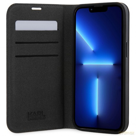 Karl Lagerfeld etui do iPhone 14 Pro Max 6,7" KLBKP14XSAKLHPG srebrne Saffiano Monogram