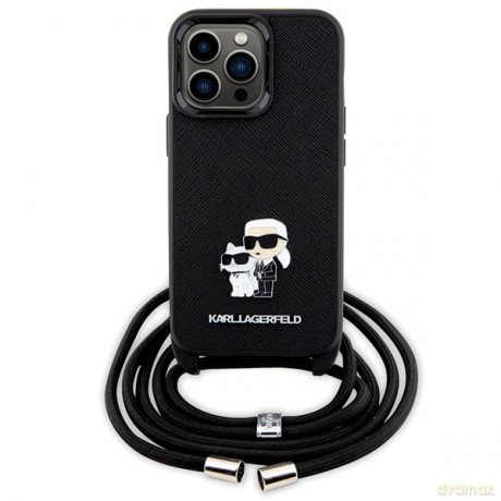 Karl Lagerfeld nakładka do iPhone 13 Pro 6,1" KLHCP13LSAKCPSK czarna HC Saffiano KC Metal Pin Crossbody