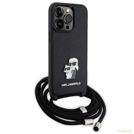 Karl Lagerfeld nakładka do iPhone 13 Pro 6,1" KLHCP13LSAKCPSK czarna HC Saffiano KC Metal Pin Crossbody