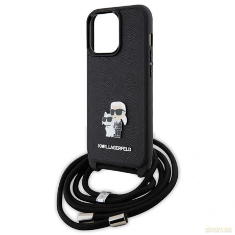 Karl Lagerfeld nakładka do iPhone 13 Pro 6,1" KLHCP13LSAKCPSK czarna HC Saffiano KC Metal Pin Crossbody