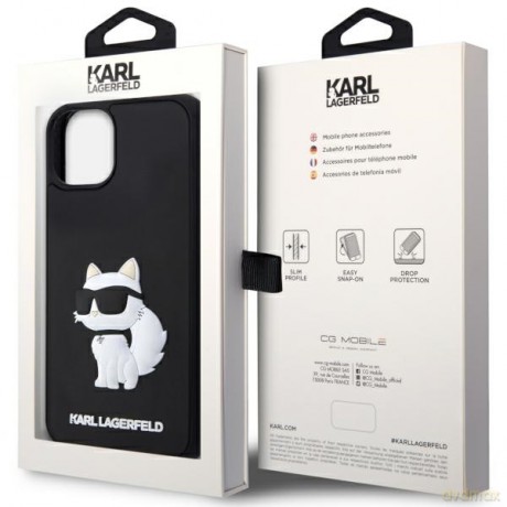 Karl Lagerfeld nakładka do iPhone 14 6,1" KLHCP14S3DRKHNK czarna hardcase 3D Rubber Choupette NFT